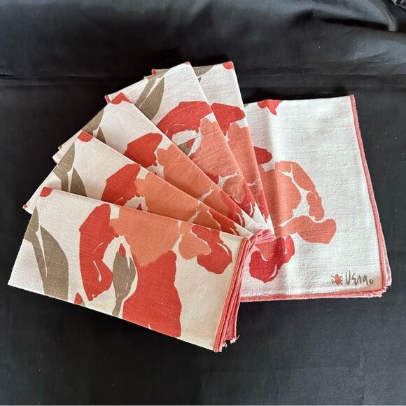 Vintage 70s Vera Neumann Floral Print Cloth Napkins Set of 6 - Picture 1 of 8